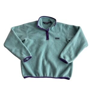Patagonia VTG USA Made Synchilla Snap Pullover Fleece Aqua kid 11/12 fit wmn XS